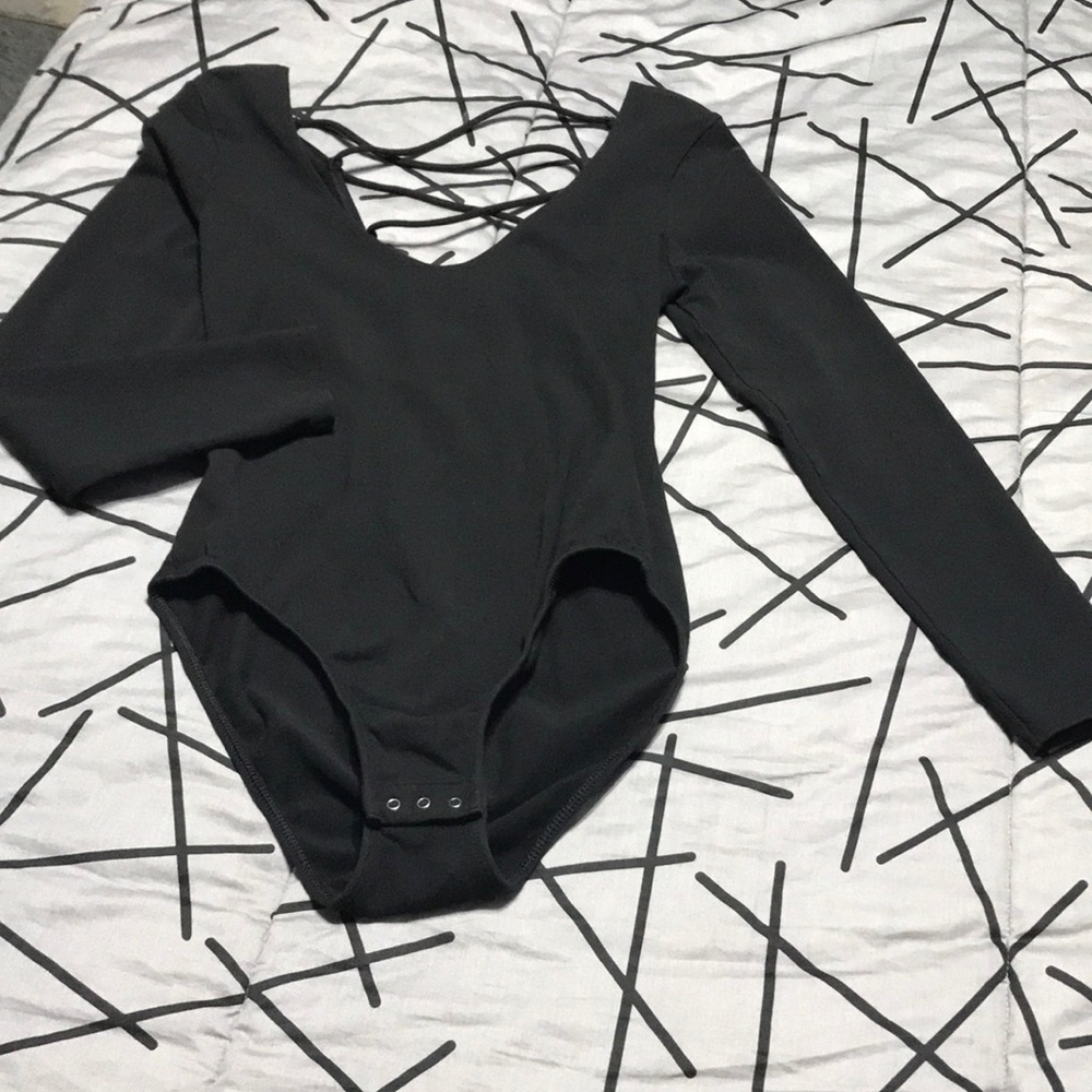 Black VS lace up back bodysuit